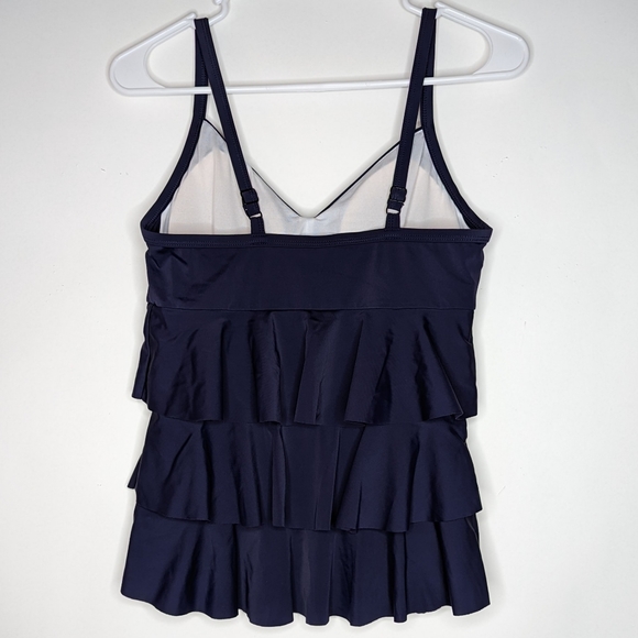 Modbod Tankini Women's Sz L Navy Blue Layered Padding Adjustable Straps Slimming - Picture 2 of 9